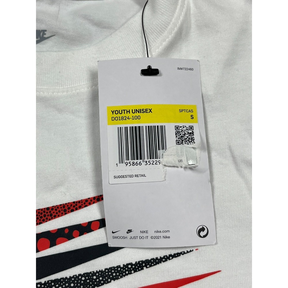Nike Shirt Youth Unisex S The Nike Tee‎ Short Sleeve Swoosh Logos White - Picture 3 of 14